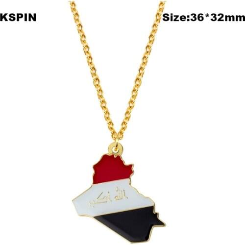 Iraq Flag Map Necklaces Fashion Europen Golden Pendant Necklace Jewelry