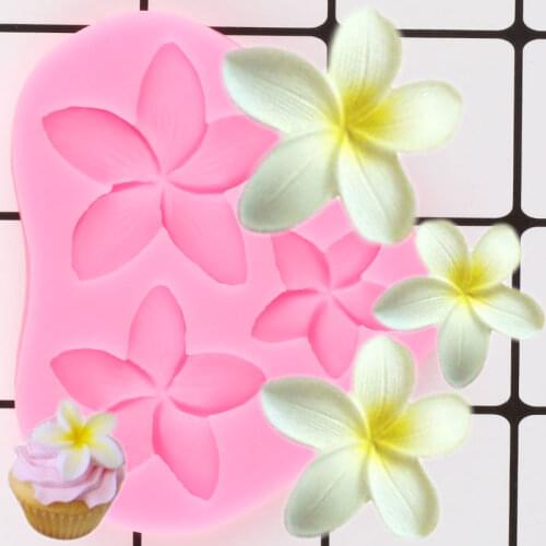 Plumeria Flower Silicone Mold Cupcake Topper Molds DIY Cake Decorating Tools Cookie Baking Fondant Moulds Candy Chocolate Mould