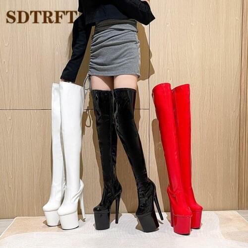 SDTRFT Fashion Show 20cm Thin High Heels Over The Knee boots Platform unisex botas mujer ladies wedding Pumps women party shoes