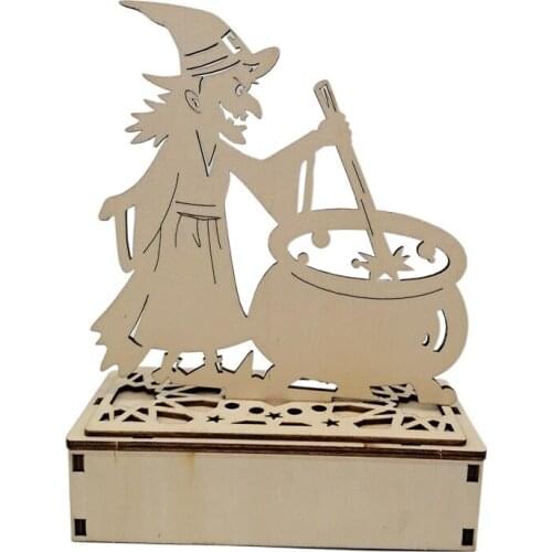 Blank Unfinished Wooden Halloween Witch Hat Laser Cut Out Wood Hanging Tag Craft Supply DIY Scrapbooking Halloween Decor