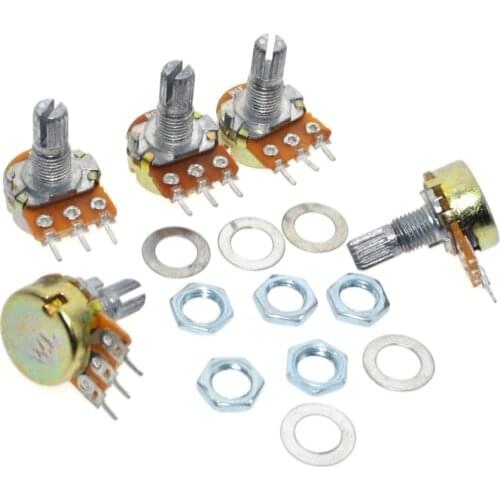 SUQ 10PCS High Quality WH148 B5K Linear Potentiometer 15mm Shaft With Nuts And Washers Hot
