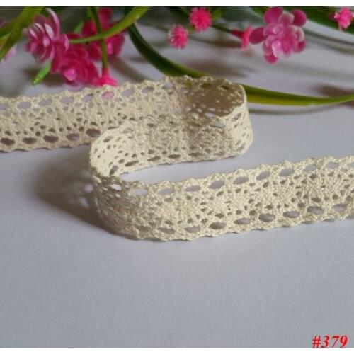 5yards/lot 100% cotton Apparel Sewing Fabric Cream Ivory Cotton Crocheted Lace Fabric Handmade Ribbon Craft Accessories NO379