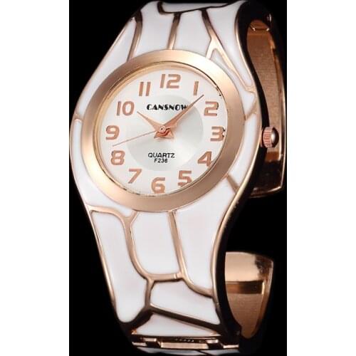 Reloj mujer 2020 fashion lady watches relogios steel white enamel gold women wide wrist watch quartz clock luxury brand bangle