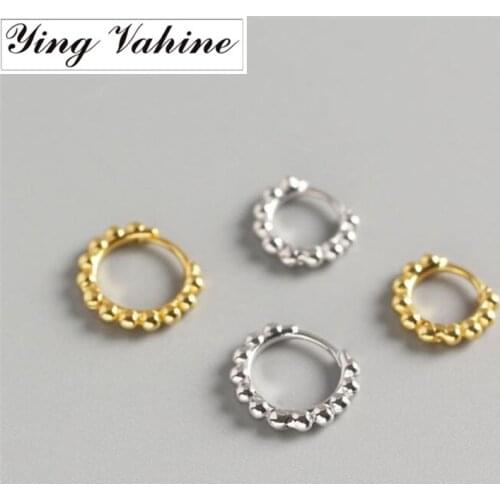Ying Vahine Korean Jewellery Simple Round Earring 100% 925 Sterling Silver Small Round Beads Hoop Earrings for Women