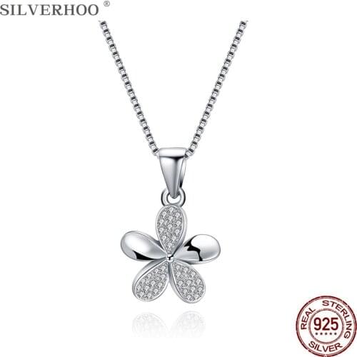 SILVERHOO 2021 New 925 Sterling Silver Clover Woman Necklace Fashion Boutique Jewelry for Girlfriend Valentines Day Gift