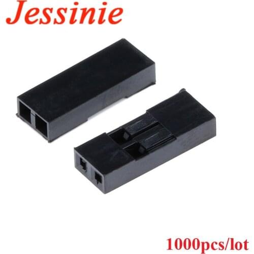 1000pcs Dupont Head 2.54mm 2P 1X2P Dupont Plastic Shell Pin Head Connector Jumper Wire Cable Housing Plug Female