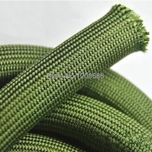 2M 18/20/22/25mm soft cotton Nylon Sleeve Wire Cable Protecting Nylon Braided High Density wire protection army green