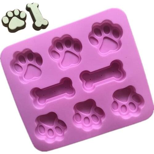 2Pcs 18*16*1.5cm 8 Cavity DIY Dog Bone Shape Biscuit Mold Cookies Cake Cube Soap Silicone MoUlds Tray Chocolate MoUld Ice Molds