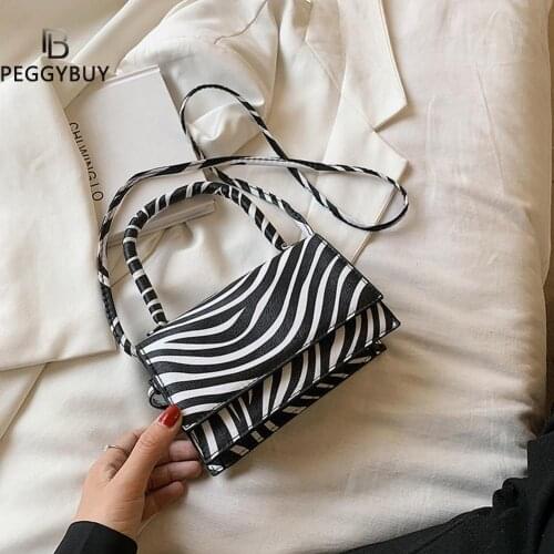 2021 Pleated Female Handbag Women Leopard Cow Zebra Pattern Print PU Shoulder Bag Retro Mini Messenger Bags Women