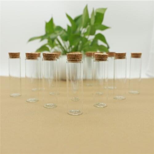 24pcs/lot DIY Mini Glass Jar 30*100mm 50ml Test Tube Cork Stopper Spice Bottles Container Small Vials Tiny glass Bottles