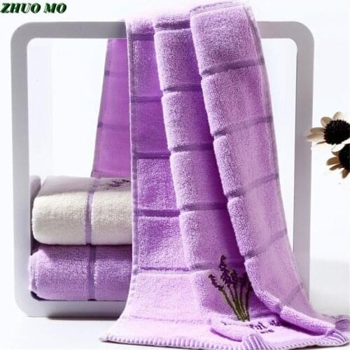 ZHUO MO 3pcs 34*75cm Towel bathroom for Shower 100% Cotton soft White purple bath Towel Washcloth Lovers Towel Gift For adults