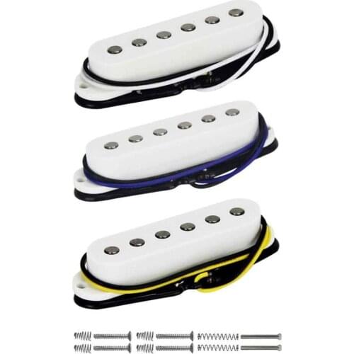 3PCS/Set White Alnico 5 Guitar Pickup Single Coil Neck/Middle/Bridge Pickup 50/50/52mm Flat Top for Strat Guitar