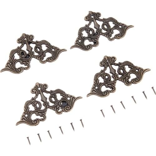 4 Pcs 62*35mm Antique Bronze Furniture Corner Brackets Jewelry Wine Case Box Scrapbook Album Corner Protector Furniture Hardware