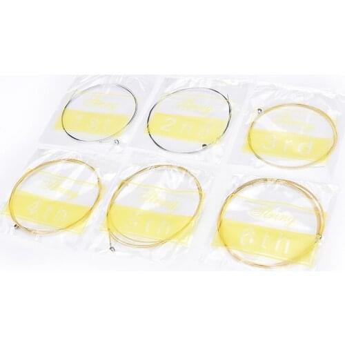 6Pcs Acoustic Ukulele Guitar String Steel Guitarra Guitar String Gold Musical Stringed Instruments Parts Accessories