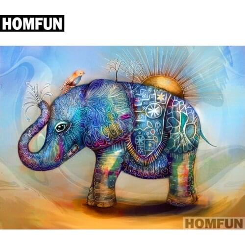HOMFUN Full Square/Round Drill 5D DIY Diamond Painting "Blue elephant" 3D Embroidery Cross Stitch 5D Home Decor Gift A01053