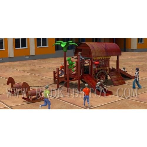 CE Approved Anticorrosive Retro Carriage Theme Wooden Outdoor Playground HZ-A014