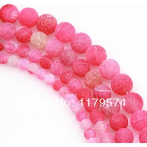Free postage wholesale and retail 8mm Hot Pink Fire Onyx Round Beads Matte Finish Accessory Parts For Necklace Bracelet WJ162