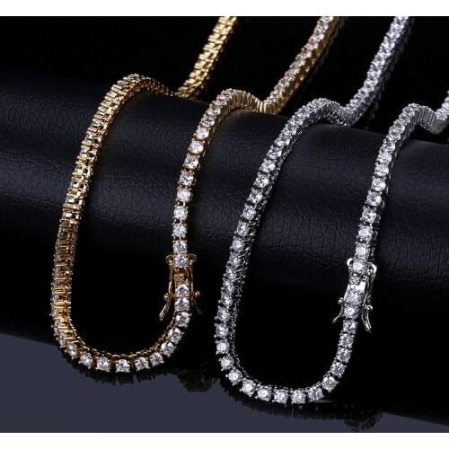 Bling Iced Out Chains Necklace 16inch-24inch 3 mm Tennis Chain AAA Cubic Zirconia Mens Hip Hop Jewelry