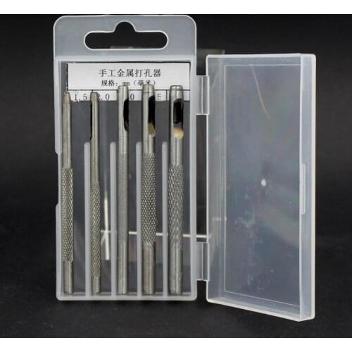 1.5-4MM 1.5/2.0/3.0/3.5/4.0mm 5pcs/set Steel Leather Punch Hole Craft Hollow Puncher Belt Leathercraf Tool Set with A Box