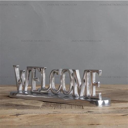 European home decor retro hand made Aluminum handicrafts letters model Letter shape sign ornament vintage industrial style