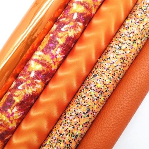 ORANGE Chunky Glitter Canvas Sheet, 8"x11" Glitter Sheets, Leopard Plaids Faux Leather Sheet, Hair Bow & Earring Fabric XM013
