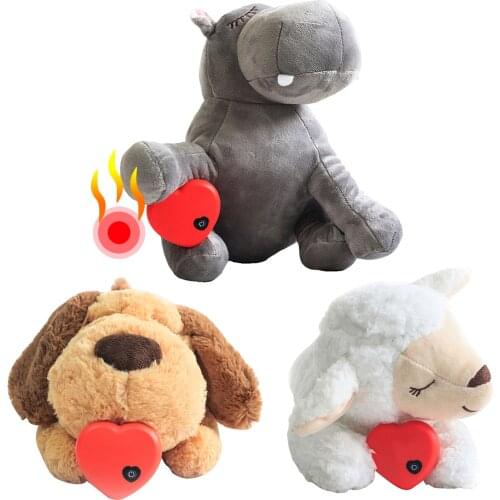 Dog Toy Heartbeat Pet Toy Pet Heating Plush Toy Comfortable Behavioral Training Aid Toy Dog Cat Sleep Heart Beat Plush Doll