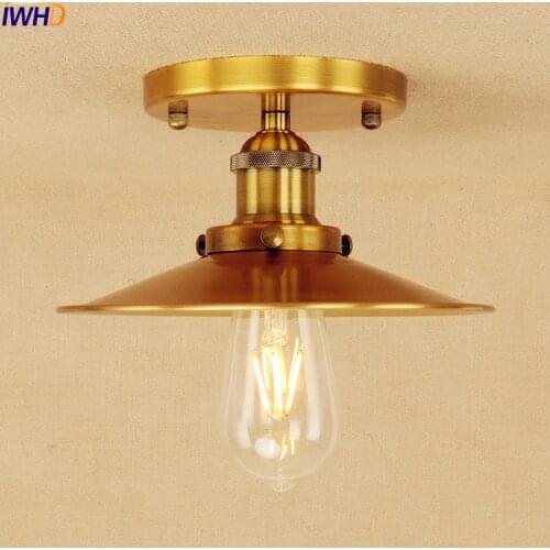 IWHD Copper Golden Edison Ceiling Light Lamp LED Plafon Home Lighting Industrial Vintage Ceiling Light Fixtures Lampara Techo