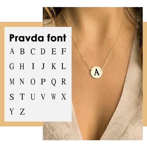 JUJIE Minimalist Engraving Roman Alphabet Pendant Necklace Women Gold Charm Stainless Steel Choker Necklace Female Jewelry