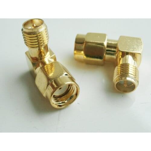 RP SMA To RP SMA Cable Connector Socket RP SMA Male To RP SMA Female Plug 90 Degree Right Angle Gold Plated Brass RF Adapter