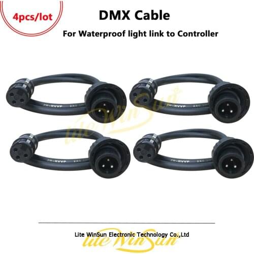 Litewinsune 4PCS 3Pin XLR DMX512 Signal Cable for Waterproof LED Lighting Linking Controller