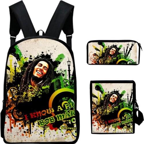 Fashion Bob Marley 3pcs/Set Backpack 3D Print School Students Schoolbag Women Men Oxford Waterproof Travel Laptop Backpack