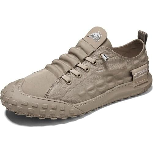 Men Vintage Ankle Boots Comfortable Shoes Men Fashion Casual Crocodile Leather Cloth Casual Shoes Light Outside Lace-up Loafers