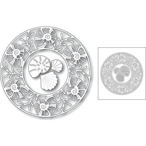 2020 New Round Shape Seaweed Conch and Shell Embossing Metal Cutting Dies For Scrapbooking Greeting Card Paper Making No Stamps