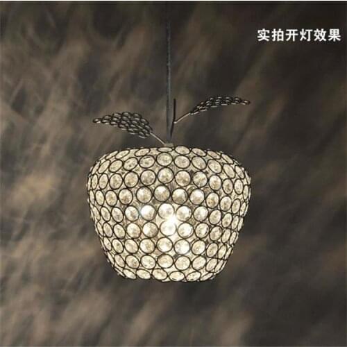 New Creative Crystal Apple Pendant Lamp Gold Lampshade Abajur Restaurant Hanglamp Light E27 Home Decor 110V 220V Modern Lighting