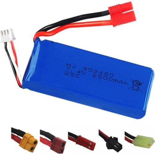 Upgrade Lipo battery 2500mAh 7.4V 25C For 12428 12423 144001 FT009 RC Car Boat 2s 7.4v Battery For Syma X8 X8W X8G Helicopter