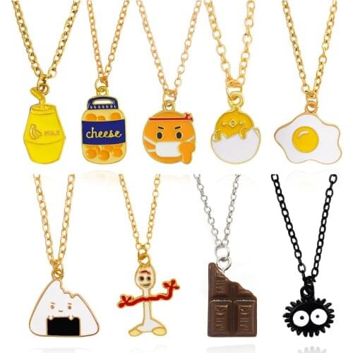Food Chocolates Egg Sushi Chocolate Juice Milk Pendant Necklace For Kids Friend Collar Necklaces Birthday Gift Jewelry Wholesale