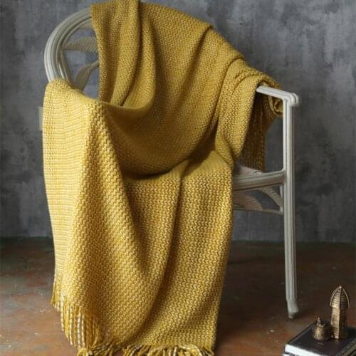 Nordic throw blanket knitted woolen tassel office model room leisure blanket sofa cover winter shawl warm Comfortable bedspread