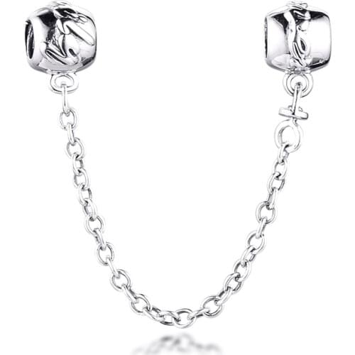 Authentic 925 Sterling Silver Family Ties Safety Chain Charms Fits Pandora Bracelet Argent Beads for Jewelry Making Berloques