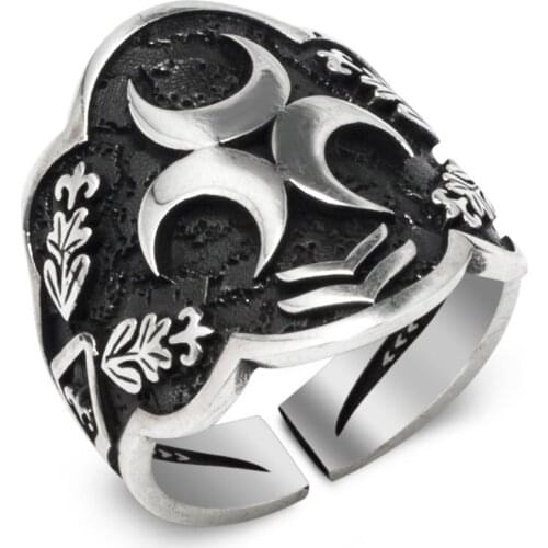 Silver Three Crescent Archer (Thumb Ring In Traditional) Model ring
