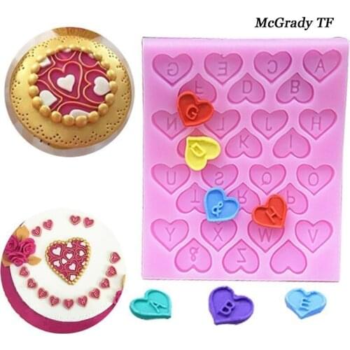 Love Heart Alphabet Letter Shape DIY Silicone Chocolate Mold Cake Decorating Tools Sugar Art Tools Candy Chocolate Gumpaste Mold