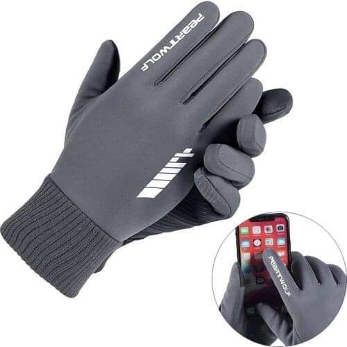 Bicycle Gloves Mens And Womens Winter Outdoor Riding Windproof Gloves Touch Screen Full Finger Sports Riding Warm Plush Gloves