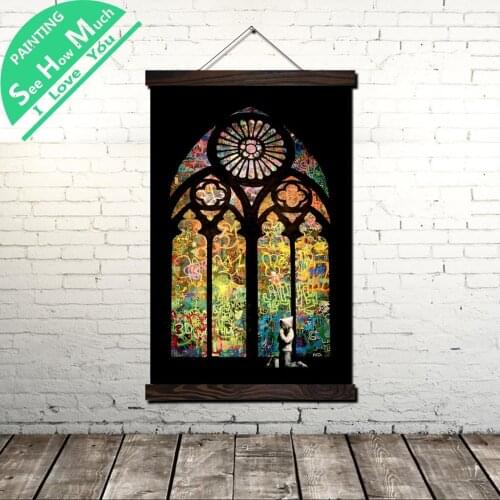 Devout christian boy Scroll Painting Canvas Vintage Poster and Print Wall Art Pictures Living Room Bedroom Farmhouse Decoration