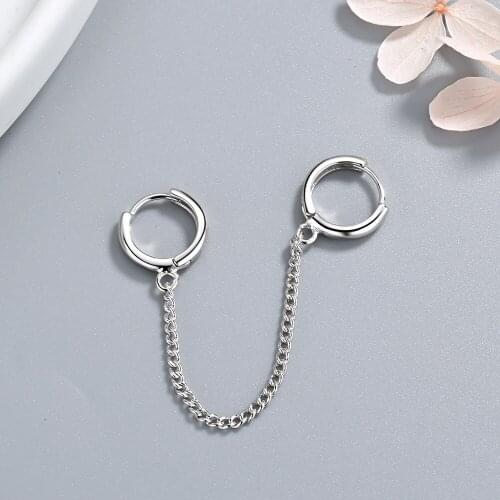 1 PCS 925 Sterling Silver After The Ear Chain Earrings For Women Christmas pendientes aretes de mujer EH1294