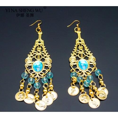 Belly Dance Indian Jewelry Fashion Bellydance Headdress Earrings Bollywood Accessories Women Professional Earring Rhinestone New