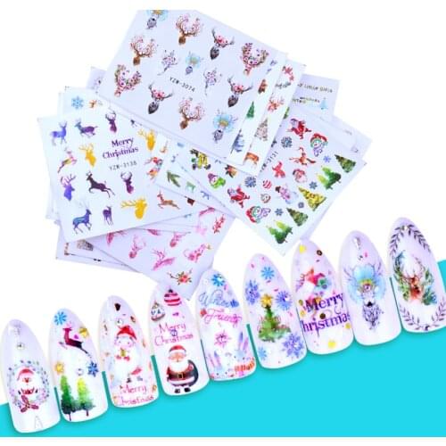 1 Sheet Xmas Christmas Water Transfer Sticker Nail Art Full Foils Wraps New Year Gift DIY Kids Decals