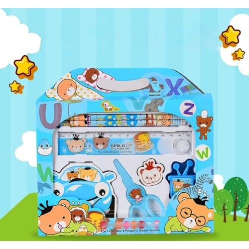 1 Sets Children 's Stationery Set of Pupils School Supplies Festival Gifts for Children 7pcs Installed