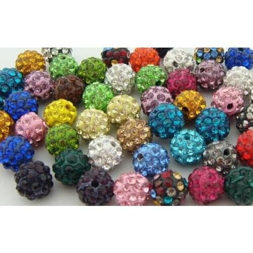 10mm ydf24 100pcs/lot Hot Mixed multi color Micro Pave CZ Disco Ball Beads crystal Bead Bracelet Neacklace Spacer Lot