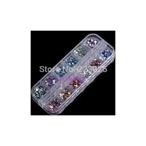 3D 12 Colors Tips Tear Drop Glitter Rhinestone Nail Art + Case Decoration UV Gel Acrylic