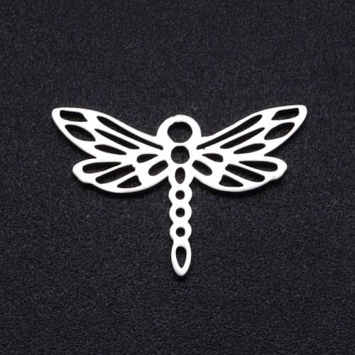 5pcs/lot Stainless Steel Dragonfly Charm Pendant Wholesale Accept OEM Order Top Quality Bracelet Making Charms Never Tarnish