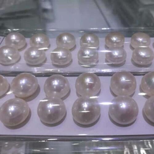 AAAA 20 pcs Best 13.5-14mm half drilled button freshwater pearl for earings pendants 1 CARD